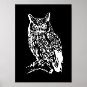 Black and White Owl Art Poster (Voorkant)
