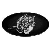 Black and White Owl Art Snijplank (Hoek)