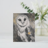 Black and White Owl Golden Details Briefkaart (Staand voorkant)