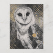 Black and White Owl Golden Details Briefkaart (Voorkant)