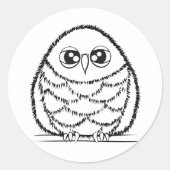 Black and White Owl Illustration Ronde Sticker (Voorkant)