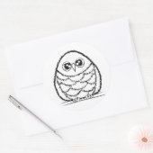 Black and White Owl Illustration Ronde Sticker (Envelop)