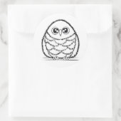 Black and White Owl Illustration Ronde Sticker (Tas)