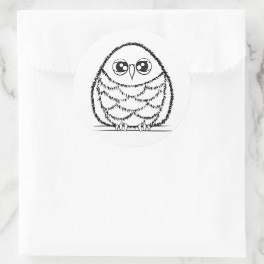 Black and White Owl Illustration Ronde Sticker (Tas)