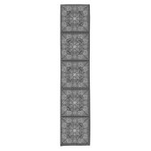 Black and White Paisley Bandana Boho  Korte Tafelloper (Voorkant)