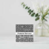 Black and White Paisley Patterned Tile Vierkante Visitekaartje (Staand voorkant)