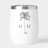 Black and White Palm Palmetto Tree Monogram (Achterkant)