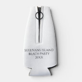 Black and White Palm Palmetto Tree Monogram Flesjeskoeler (Achterkant)