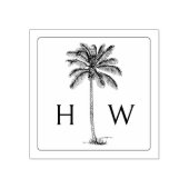 Black and White Palm Palmetto Tree Monogram Rubberstempel (Afrduk)