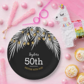 Black and White Palms 50th Birthday Party Papieren Bordje (Feest)