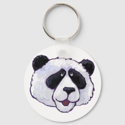 Black and White Panda Beer Head Sleutelhanger (Voorkant)