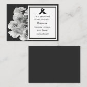 Black and White Pansy Funeral Bedankt Notitiekaartje (Voorkant / Achterkant)