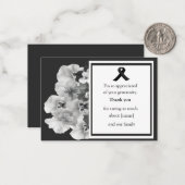 Black and White Pansy Funeral Bedankt Notitiekaartje (Voorkant / Achterkant in situ)