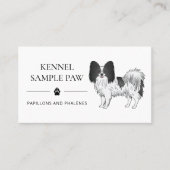 Black and White Papillon Cartoon Dog - Dog Kennel Visitekaartje (Voorkant)
