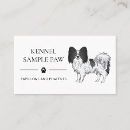 Black and White Papillon Cartoon Dog - Dog Kennel Visitekaartje