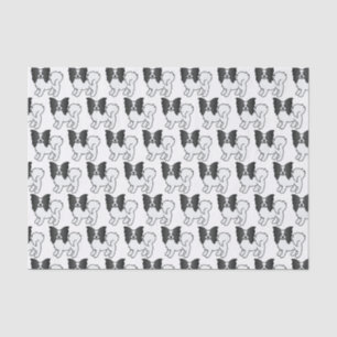 Black and White Papillon Cute Cartoon Dog Pattern Tissuepapier
