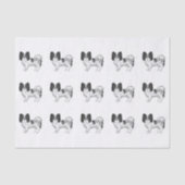 Black and White Papillon Cute Cartoon Dog Pattern Tissuepapier (Voorkant)
