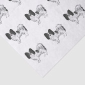 Black and White Papillon Cute Cartoon Dog Pattern Tissuepapier (Detail)