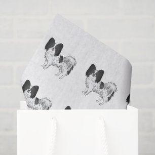 Black and White Papillon Cute Cartoon Dog Pattern Tissuepapier