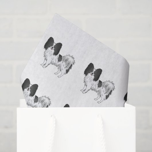 Black and White Papillon Cute Cartoon Dog Pattern Tissuepapier (Cadeauzakje)