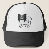 Black and White Papillon Cute Cartoon Dog Trucker Pet (Voorkant)