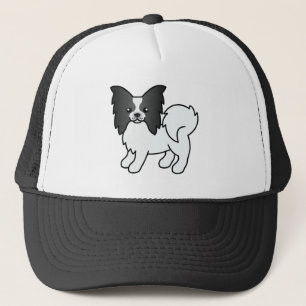 Black and White Papillon Cute Cartoon Dog Trucker Pet