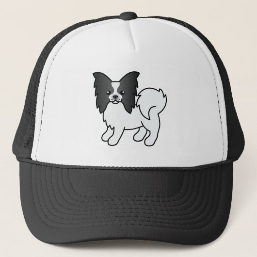 Black and White Papillon Cute Cartoon Dog Trucker Pet (Voorkant)