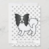Black and White Papillon Dog Birthday Party Kaart (Voorkant)