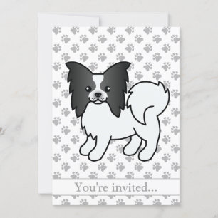 Black and White Papillon Dog Birthday Party Kaart