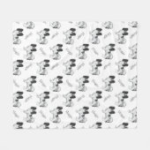 Black and White Papillon Dog Pattern met naam Fleece Deken (Voorkant (Horizontaal))
