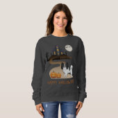 Black and White Papillon & Halloween Hauned House Trui (Voorkant volledig)