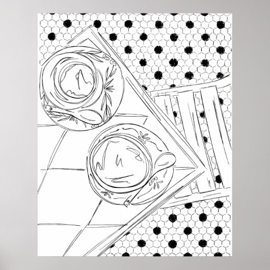 Black and White Paris Bistro Hallway Poster (Voorkant)