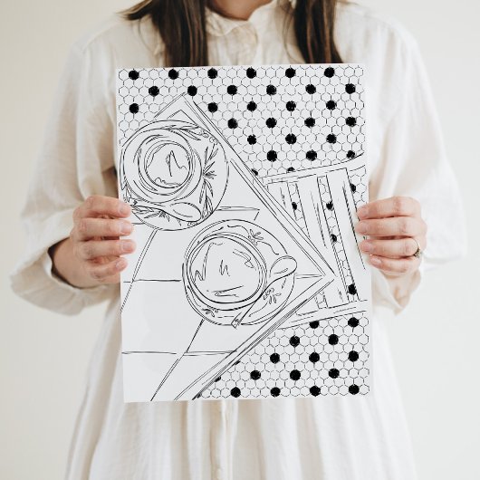 Black and White Paris Bistro Hallway Poster