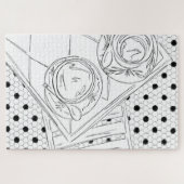Black and White Paris Bistro Table Jigzaag Puzzle Legpuzzel (Horizontaal)