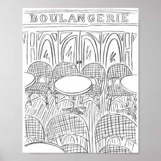 Black and White Paris Boulangerie Poster (Voorkant)