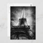 Black and White Paris Post Card, de Eiffeltoren Briefkaart (Voorkant / Achterkant)