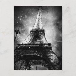 Black and White Paris Post Card, de Eiffeltoren Briefkaart