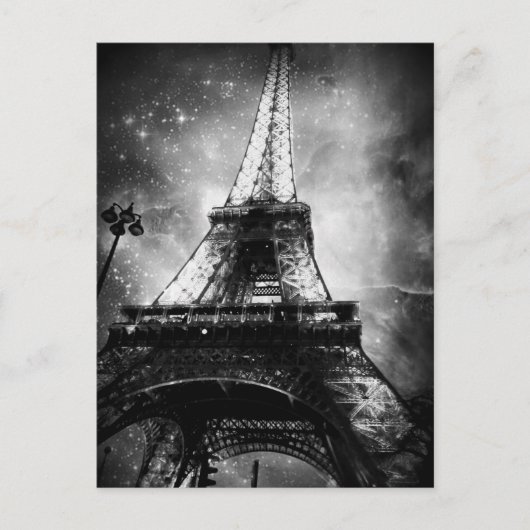 Black and White Paris Post Card, de Eiffeltoren Briefkaart (Voorkant)
