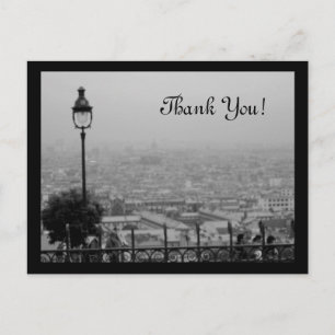 Black and White Paris Scene Bedankt Briefkaart