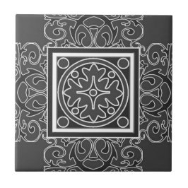 Black and White Pattered Tile Tegeltje
