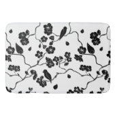 Black and White Pattern Birds on Cherry Blossoms Badmat (Voorkant)
