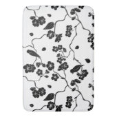 Black and White Pattern Birds on Cherry Blossoms Badmat (Voorkant Verticaal)