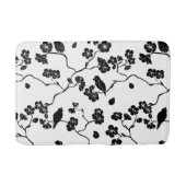 Black and White Pattern Birds on Cherry Blossoms Badmat (Voorkant)