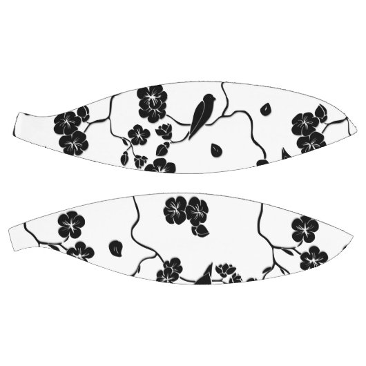 Black and White Pattern Birds on Cherry Blossoms Basketbal (Panelen)