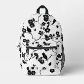 Black and White Pattern Birds on Cherry Blossoms Bedrukte Rugzak (Voorkant)