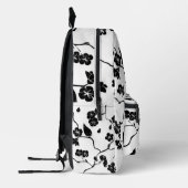 Black and White Pattern Birds on Cherry Blossoms Bedrukte Rugzak (Links)