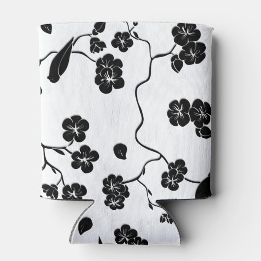 Black and White Pattern Birds on Cherry Blossoms Blikjeskoeler (Achterkant)