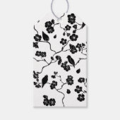 Black and White Pattern Birds on Cherry Blossoms Cadeaulabel (Voorkant)