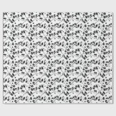 Black and White Pattern Birds on Cherry Blossoms Cadeaupapier (Vlak)