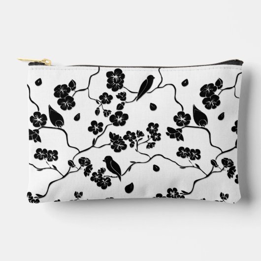 Black and White Pattern Birds on Cherry Blossoms Etui (Voorkant)